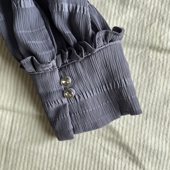 Feather Bone by Anthropologie Marietta Blouse High Neck Rhinestone Buttons - Picture 4 of 7